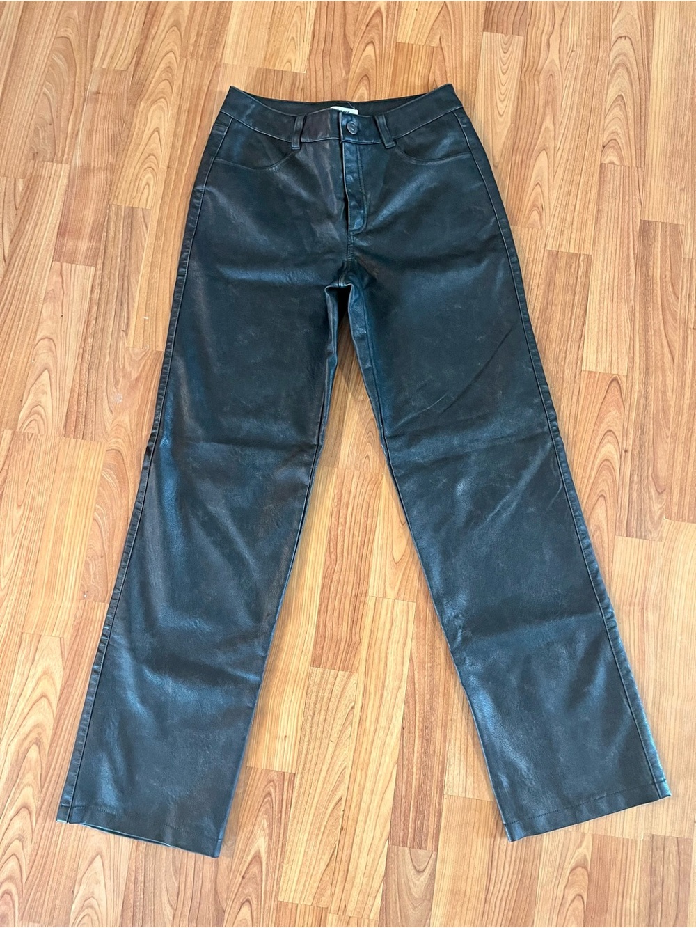 Garage Women’s Black Straight-Leg pleather Jeans